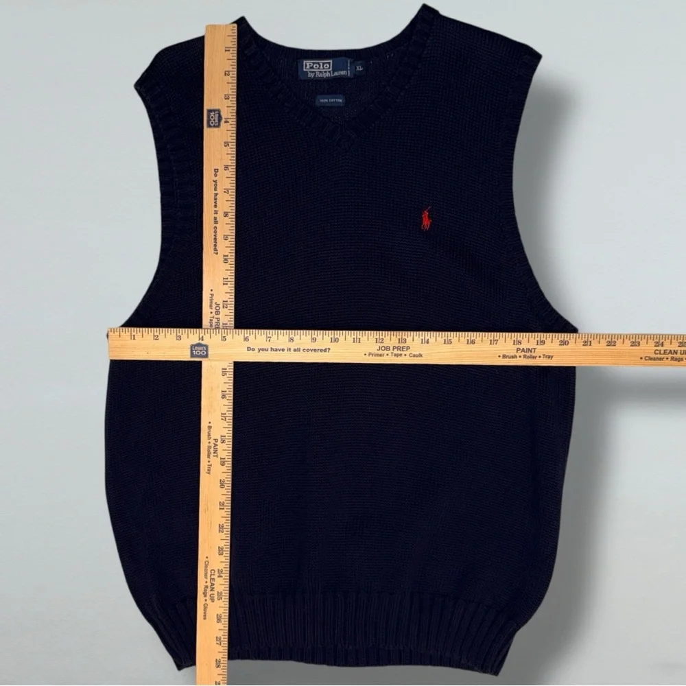 ⭐ POLO RALPH LAUREN 100% Cotton Knit Sweater Vest – Navy Blue, Red Pony –Size XL - Picture 16 of 16